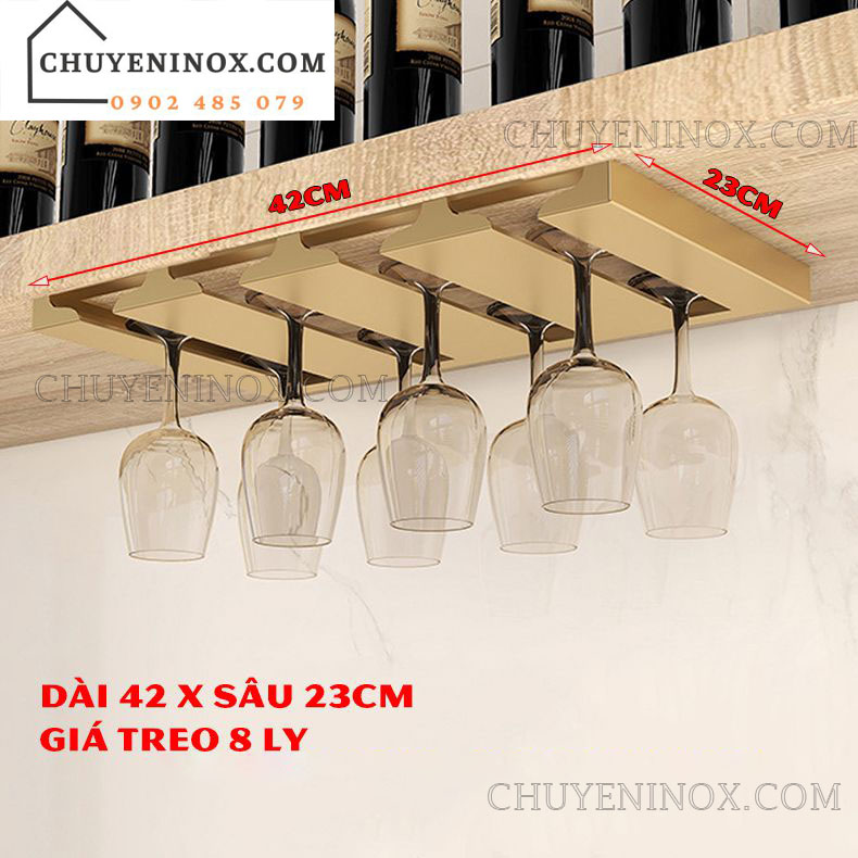 Giá treo ly rượu vang Giá treo ly rượu vang Vàng Gương