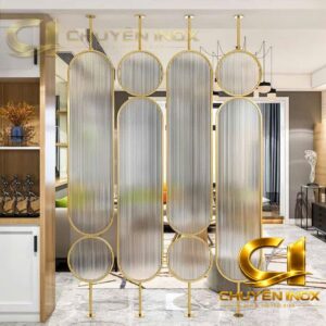 Vách Ngăn Kính Sọc Inox
